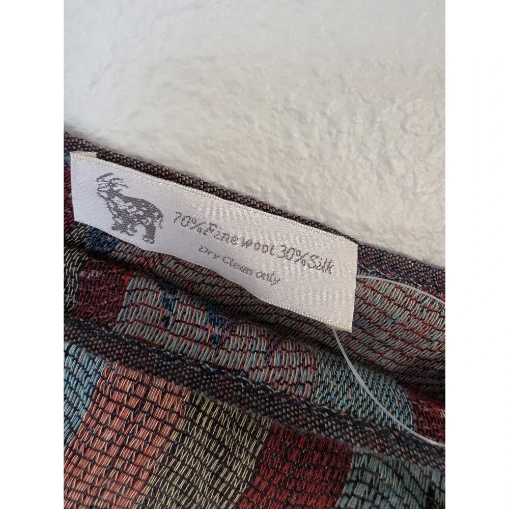 NWT Rapti Fashion Infinity Scarf Wool Silk Multicolor Geometric Boho Wrap Shawl